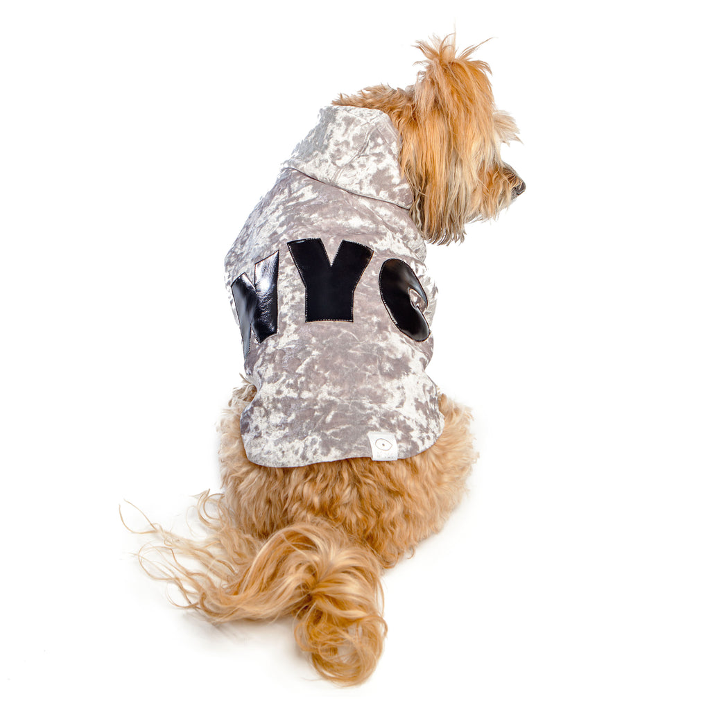 EYE OF DOG | NYC Hoodie in Silver Neoprene Velveteen (DOG & CO. Exclusive) Apparel EYE OF DOG   