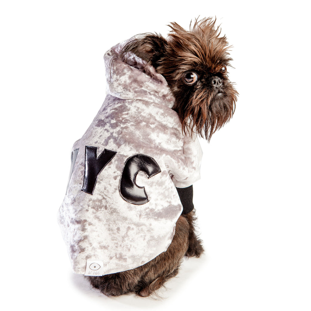 EYE OF DOG | NYC Hoodie in Silver Neoprene Velveteen (DOG & CO. Exclusive) Apparel EYE OF DOG   