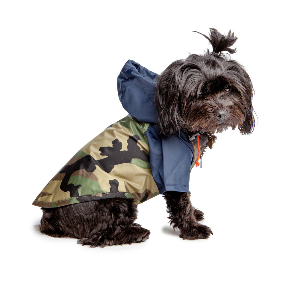 WAGWEAR | Nylon Colorblock Rainbreaker in Navy + Camo (Exclusive to DOG & CO.) Coats & Jackets WAGWEAR   