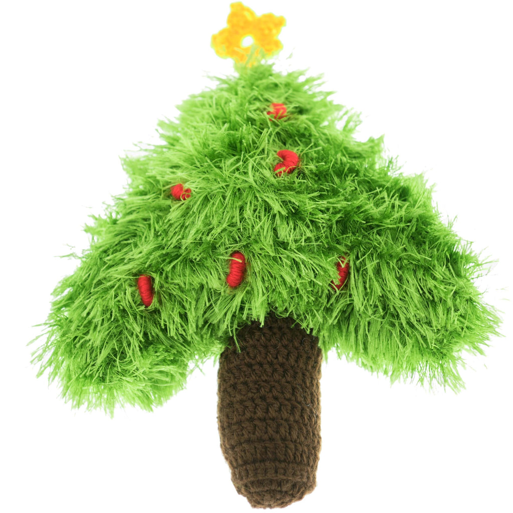 Christmas Tree Crochet Squeaky Dog Toy Play OOMALOO   
