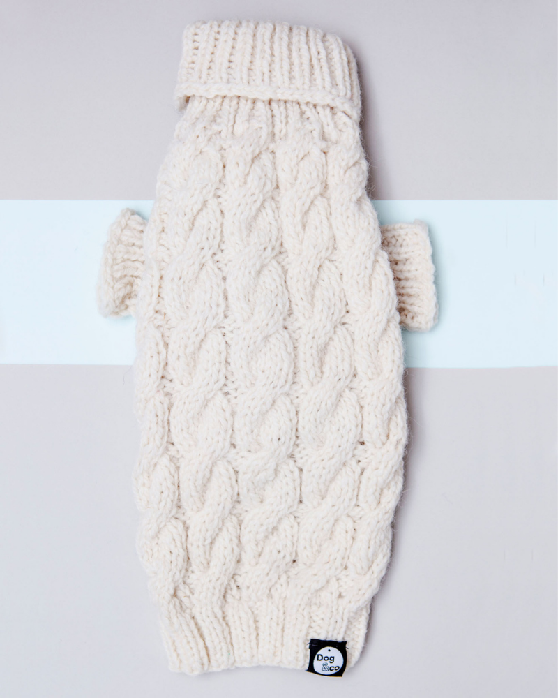 DOG & CO. COLLECTION | Chunky Hand Knit Turtleneck Dog Sweater in