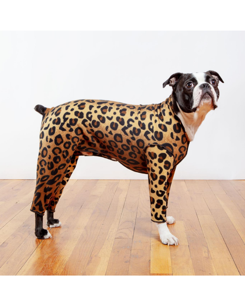 GOLD PAW Stretch Fleece Onesie in Leopard DOG CO. GOLD PAW