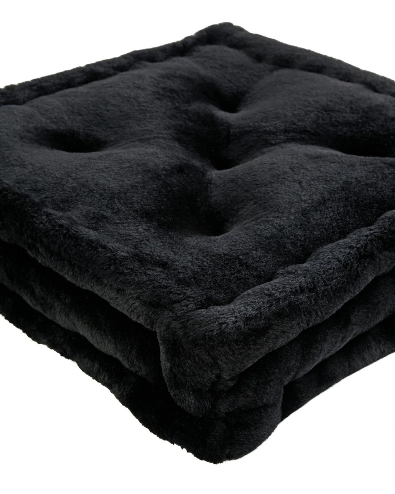 Claudia Faux Fur Mini Dog Floor Cushion in Black HOME APPARIS   