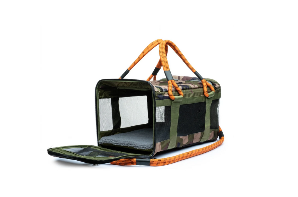 Out-Of-Office Dog Carrier in Camo with Orange Straps Carry ROVERLUND   