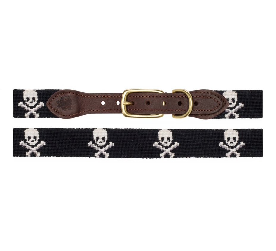 Skull & Crossbones Needlepoint Dog Collar (FINAL SALE) WALK GOOD THREADS   