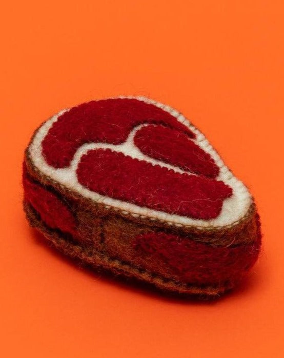 WARE OF THE DOG Boiled Wool Steak Dog Toy DOG & CO.