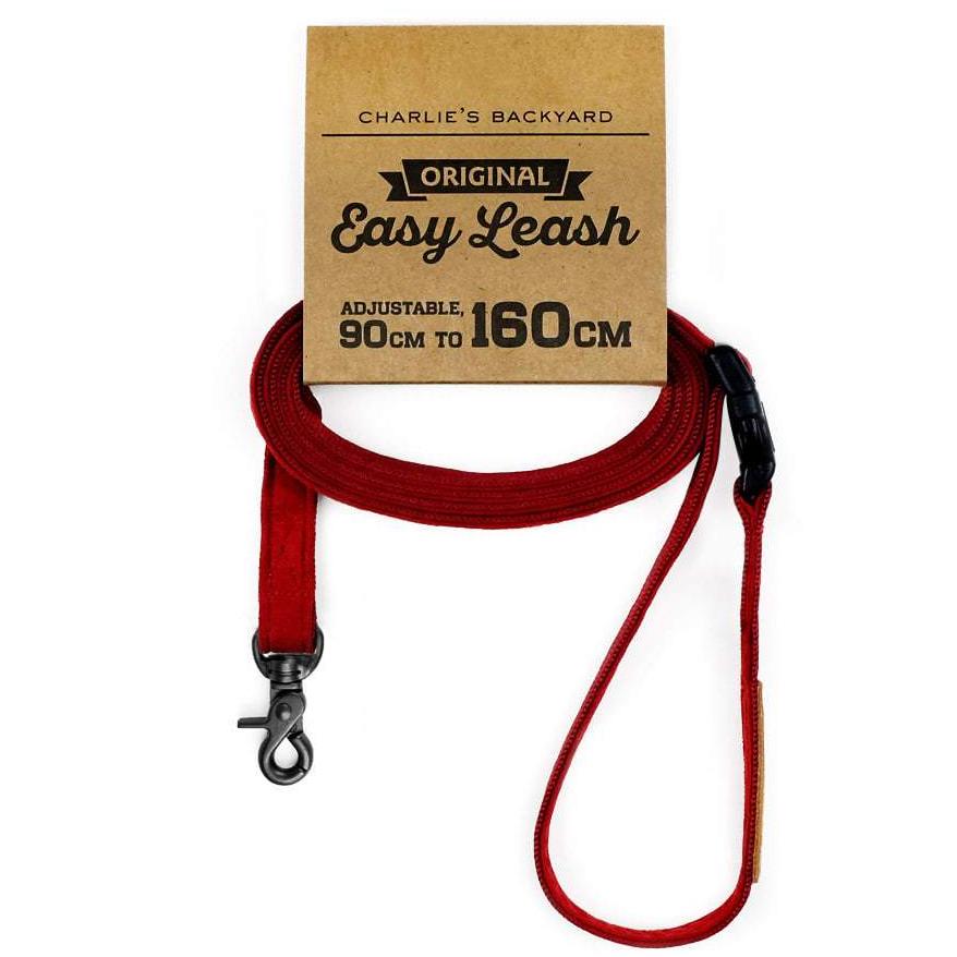 Adjustable Easy Dog Leash in Red Walk CHARLIE'S BACKYARD   