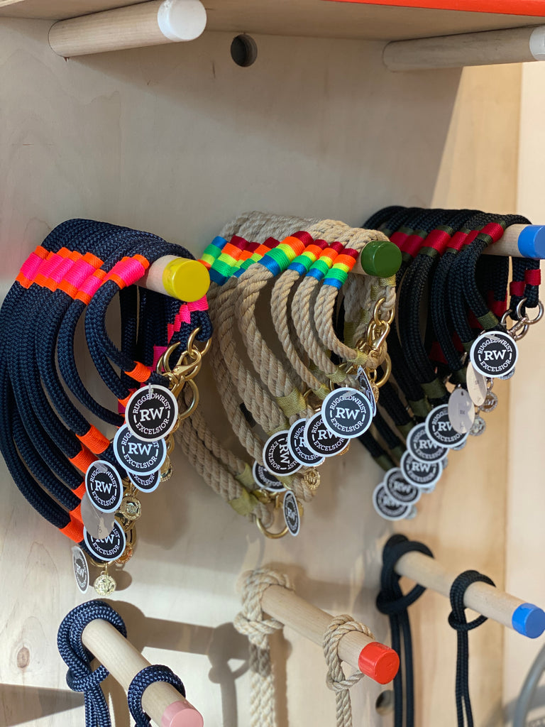 Navy, Neon Pink & Neon Orange Rope Dog Collar (Made in the USA) (FINAL SALE) WALK RUGGED WRIST   