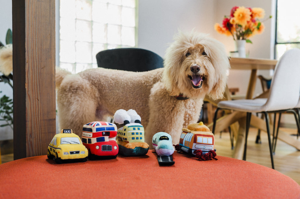 Double Decker Bus Plush Dog Toy Play P.L.A.Y.   