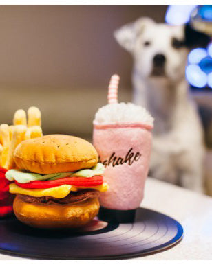 Mini Hamburger Plush Dog Toy Play P.L.A.Y.   