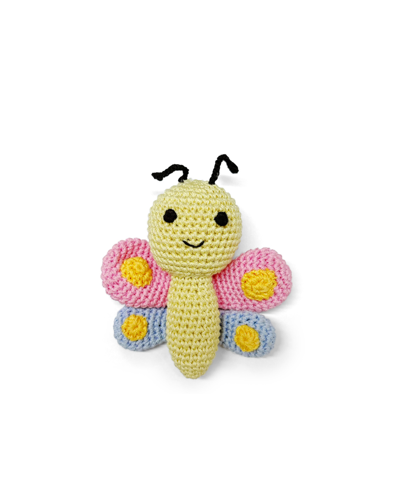 Butterfly Squeaky Knit Dog Toy PLAY DOGO