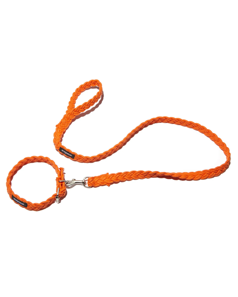 Braided Fisherman Dog Leash in Orange (Made in the USA) WALK WAGWEAR