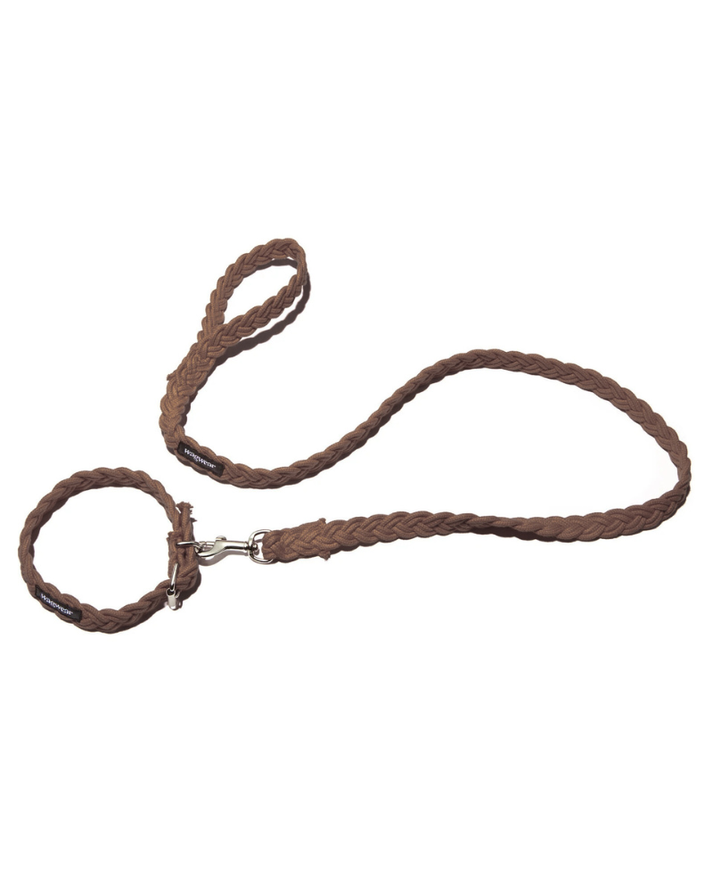 Braided Fisherman Dog Collar in Brown (Made in the USA) WALK WAGWEAR