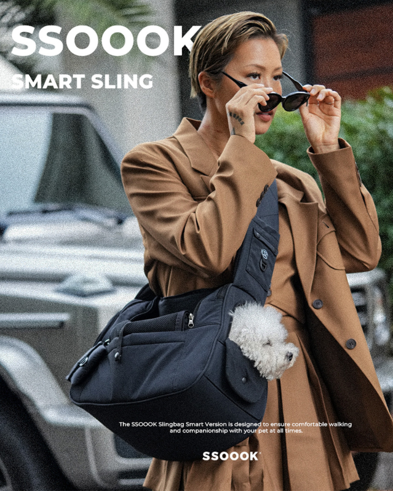 Crossbody SMART Sling Dog Carrier in Black or Beige Carry SSOOOK