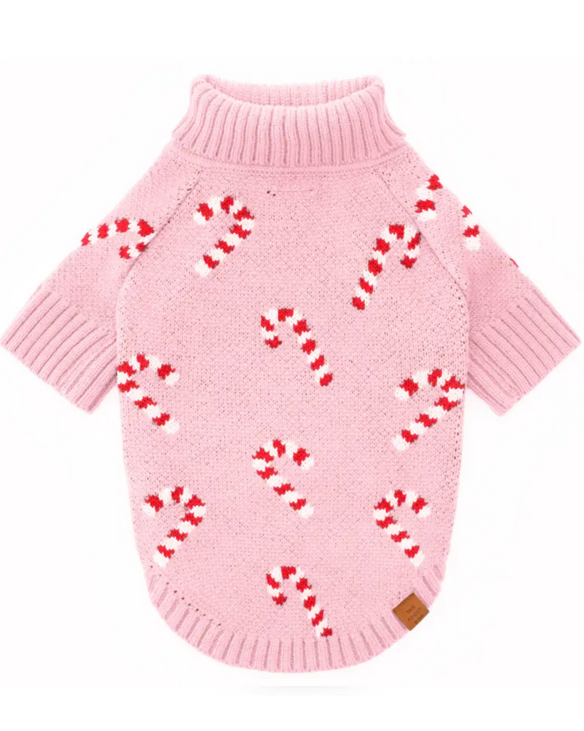 Pink Candy Cane Dog Sweater Wear THE FOGGY DOG