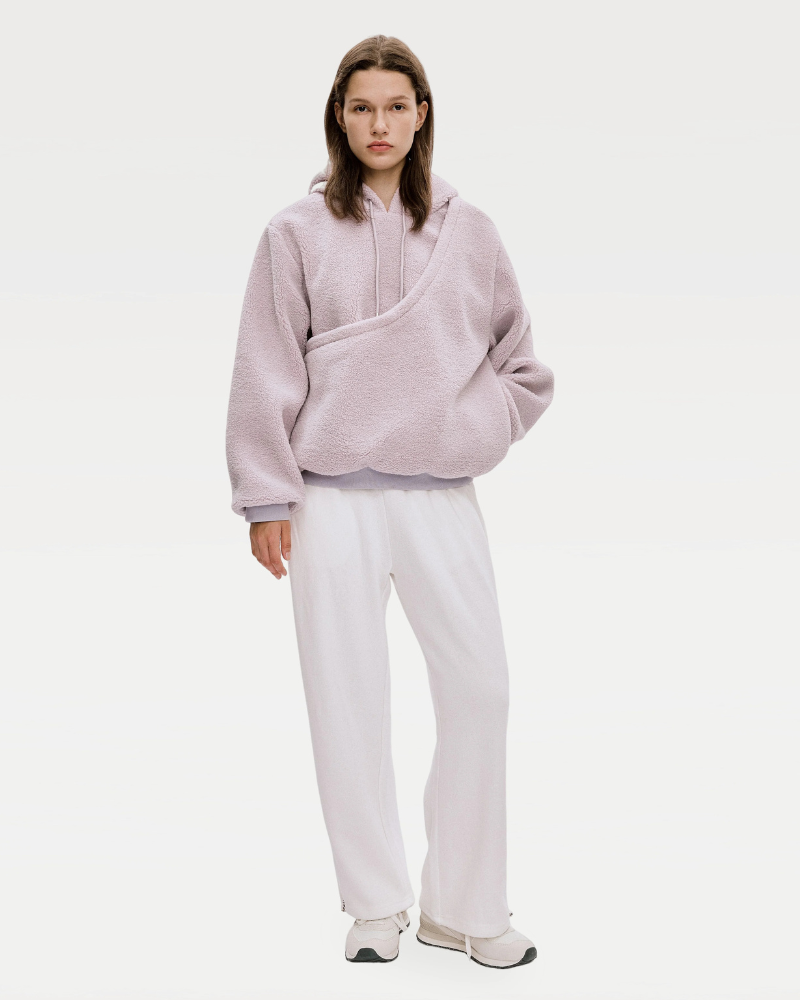 Unisex Fleece Hoodie with Built-In Kangaroo Pouch Dog Carrier in Lavender Carry RIIKYU