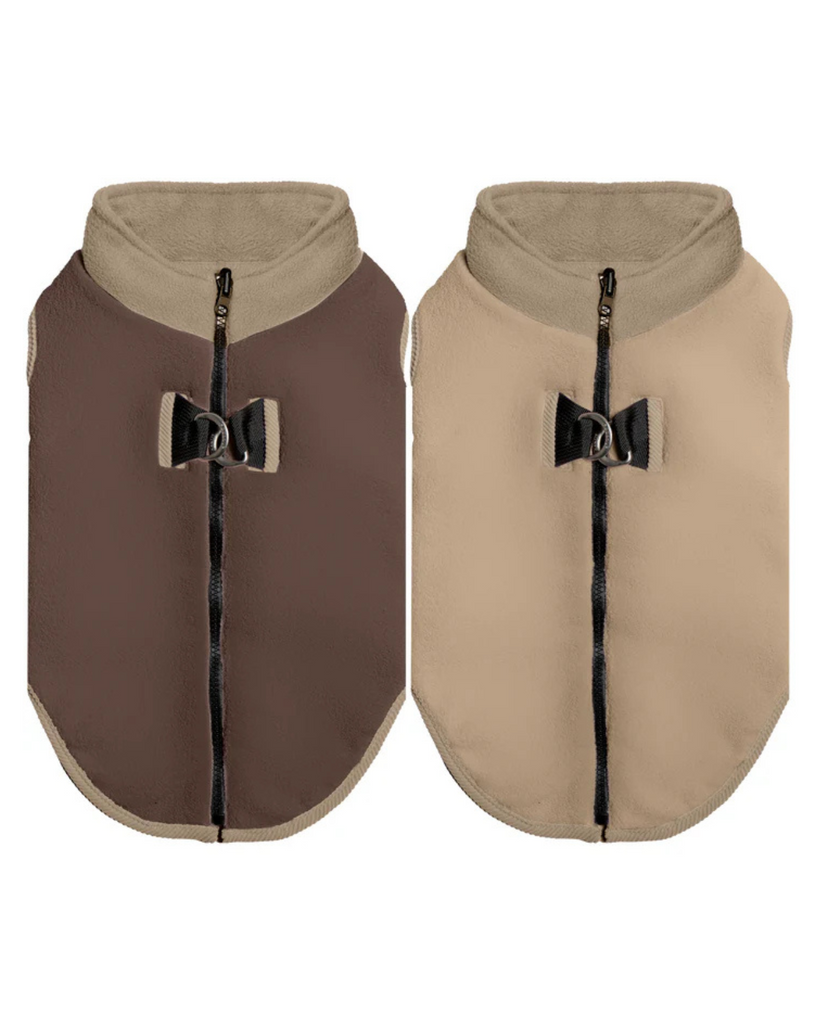 Zip Up Fleece Dog Harness Jacket in Toasted Almond Wear GOOBY