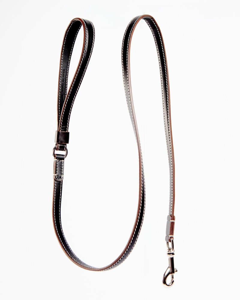 Leather Dog Leash in Black (Made in Italy) Walk CARLOTTA PALERMO