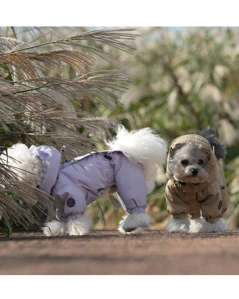 Fleece-Lined Winter Coverall for Dogs (in Black, Lavender or Tan) Wear SSOOOK