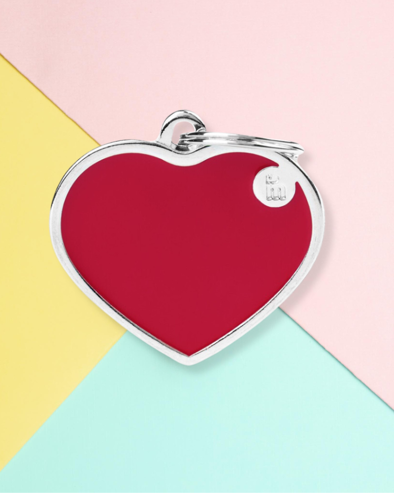 Handmade Heart Tag in Really Red Custom Pet ID Tag Wear MY FAMILY   