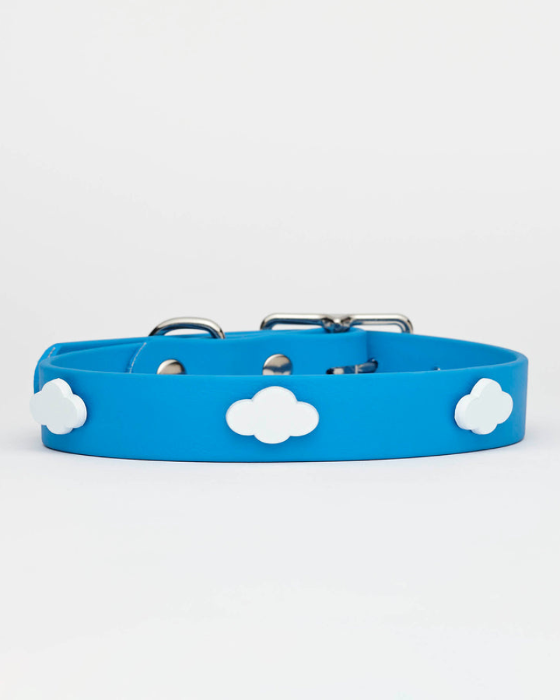 Sky Blue Clouds Dog Collar + Leash Set (Made in Canada) Walk HOT DOGS ALL DRESSED