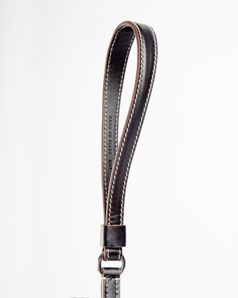 Leather Dog Leash in Black (Made in Italy) Walk CARLOTTA PALERMO