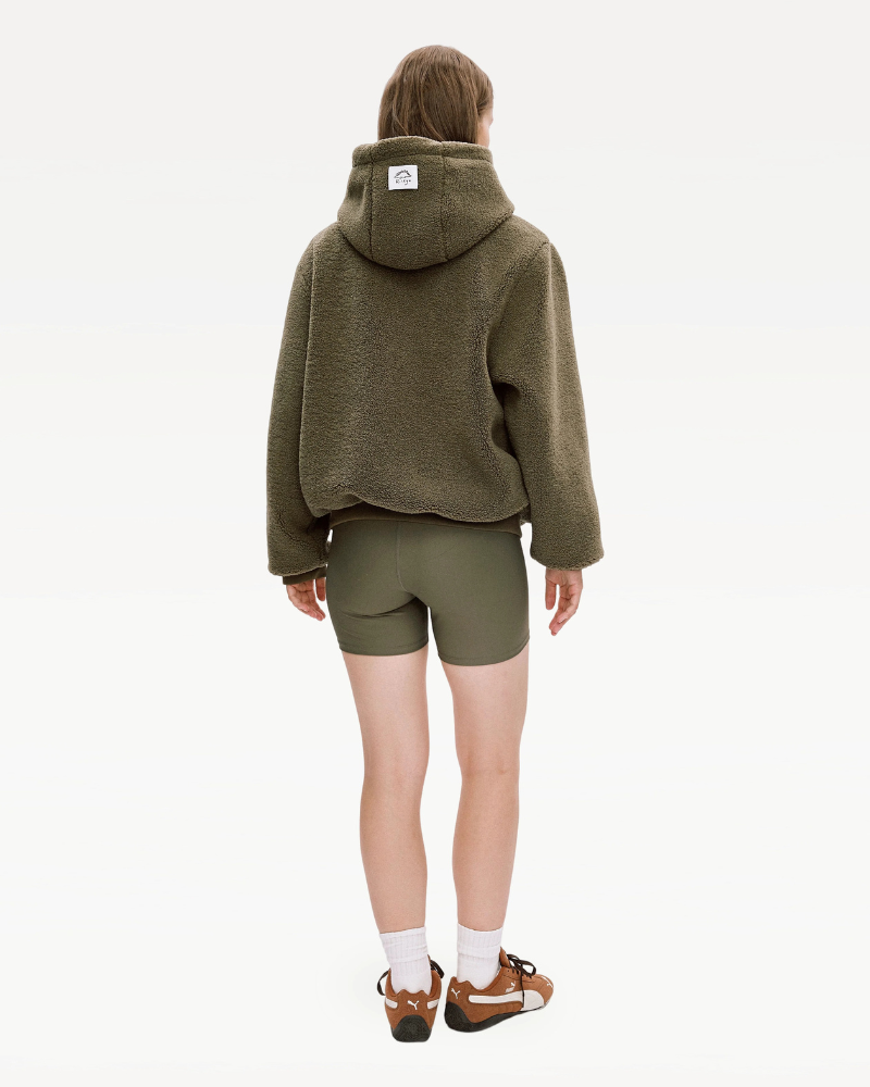 Unisex Fleece Hoodie with Built-In Kangaroo Pouch Dog Carrier in Olive Carry RIIKYU