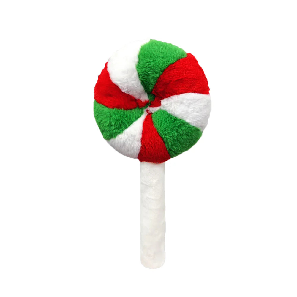 Christmas Swirl Lollipop Squeaky Plush Dog Toy (12") Play PET LOU
