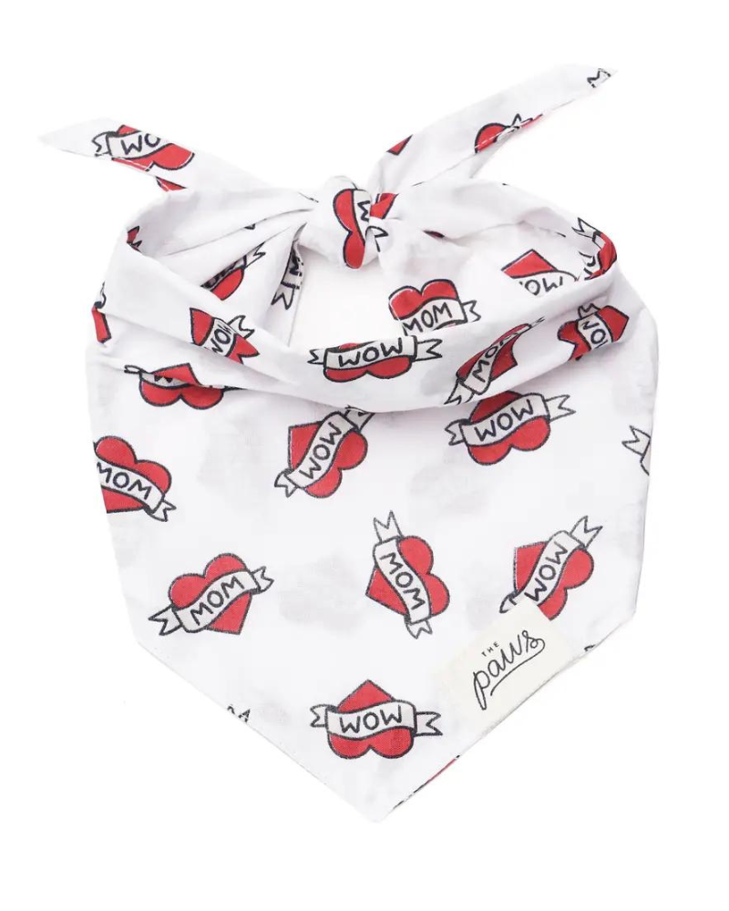 Love MOM Dog Bandana Wear THE PAWS Small