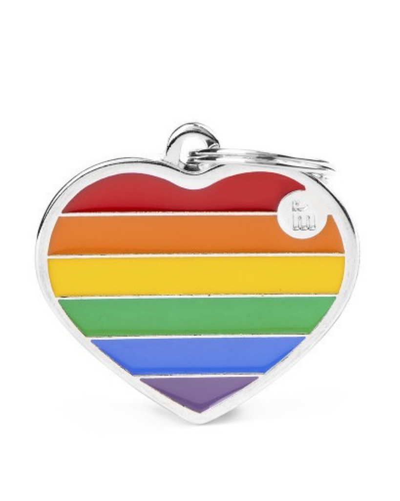 Rainbow Heart Custom Pet ID Tag Wear MY FAMILY   