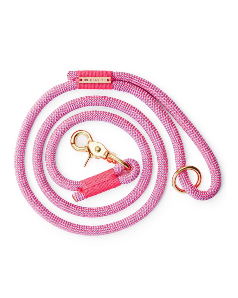 Climbing Rope Leash in Watermelon Pink (Made in the USA) WALK THE FOGGY DOG   