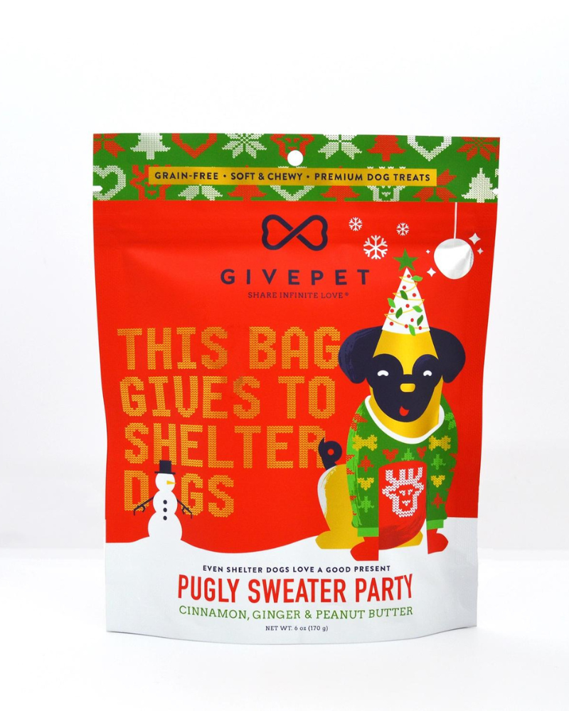 Pugly Sweater Party Holiday Dog Treats Eat GIVEPET   