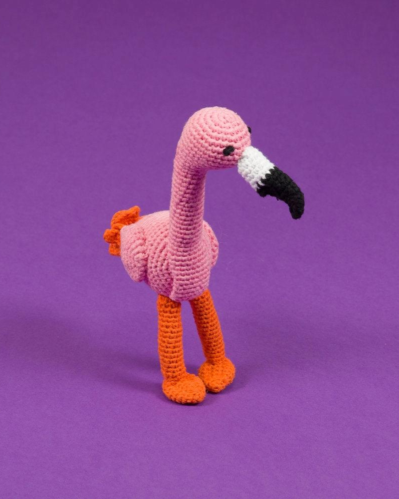 Hand Crochet Flamingo Dog Toy Play WARE OF THE DOG   