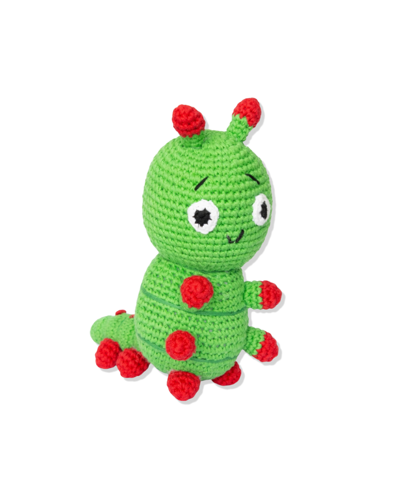 Carlos the Caterpillar Squeaky Knit Dog Toy Play MOCHI & KONA