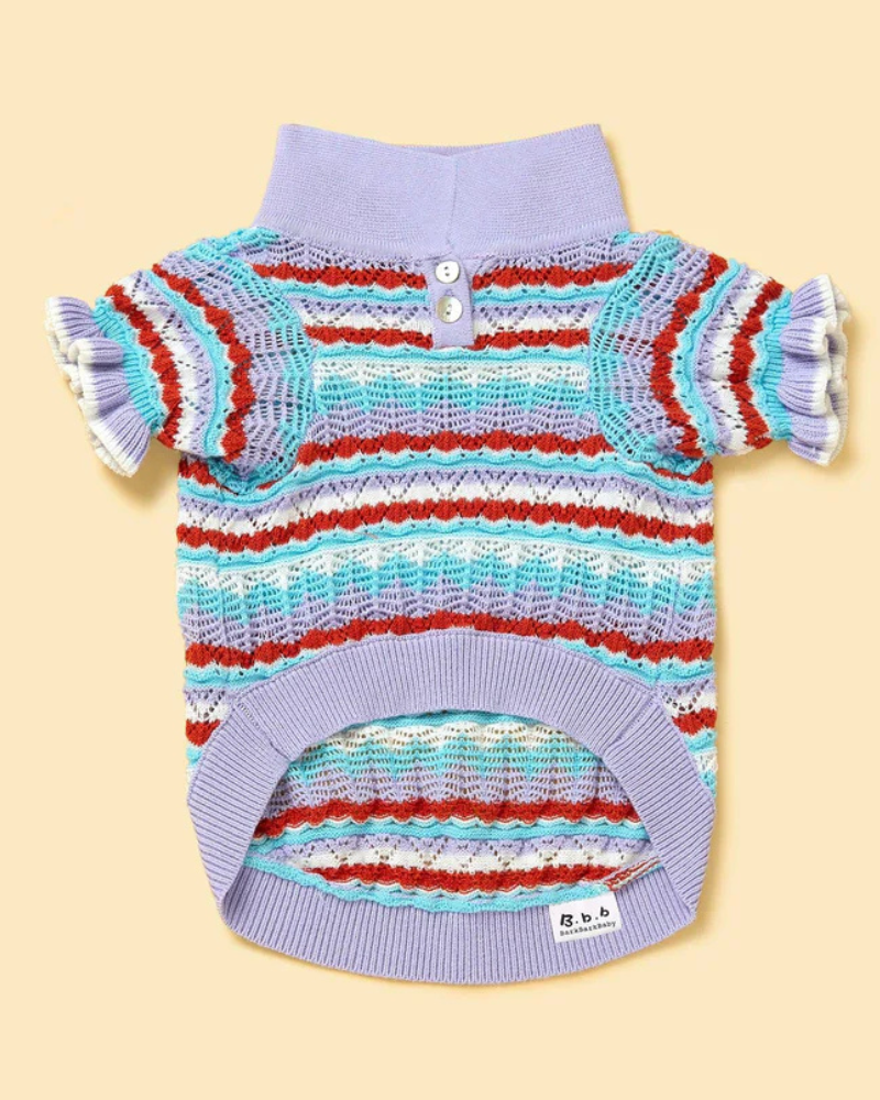 Lavender Ruffle Sleeve Crochet Shirt for Dogs Wear BARKBARK BABY