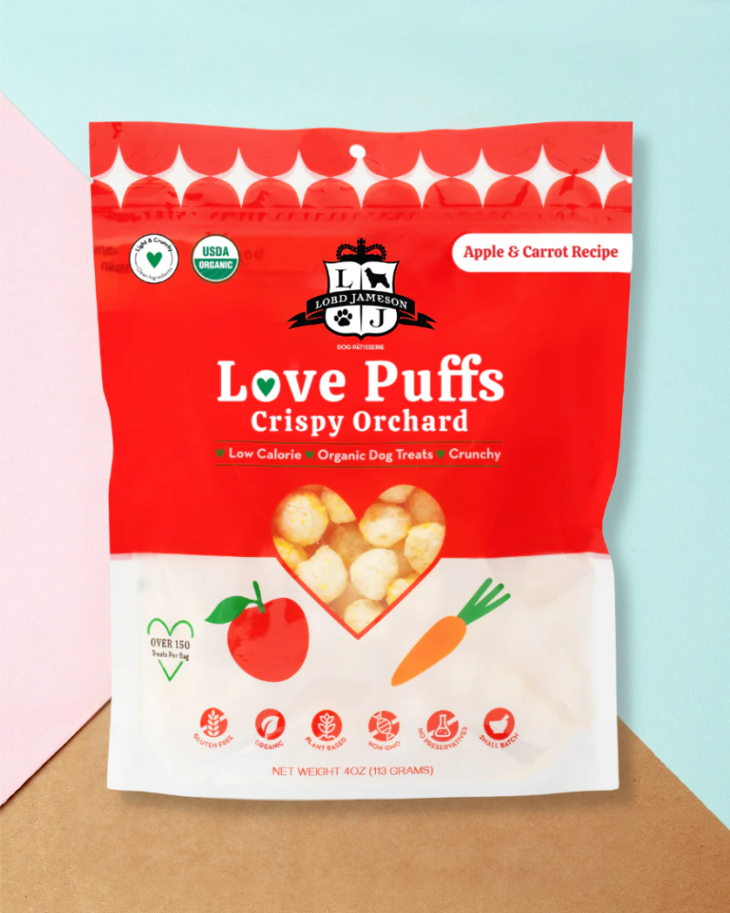 Crispy Orchard Love Puffs Organic Dog Treats Eat LORD JAMESON   