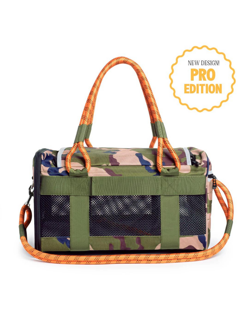 Out-Of-Offfice Pet Carrier Pro Edition in Camo with Orange Straps Carry ROVERLUND   