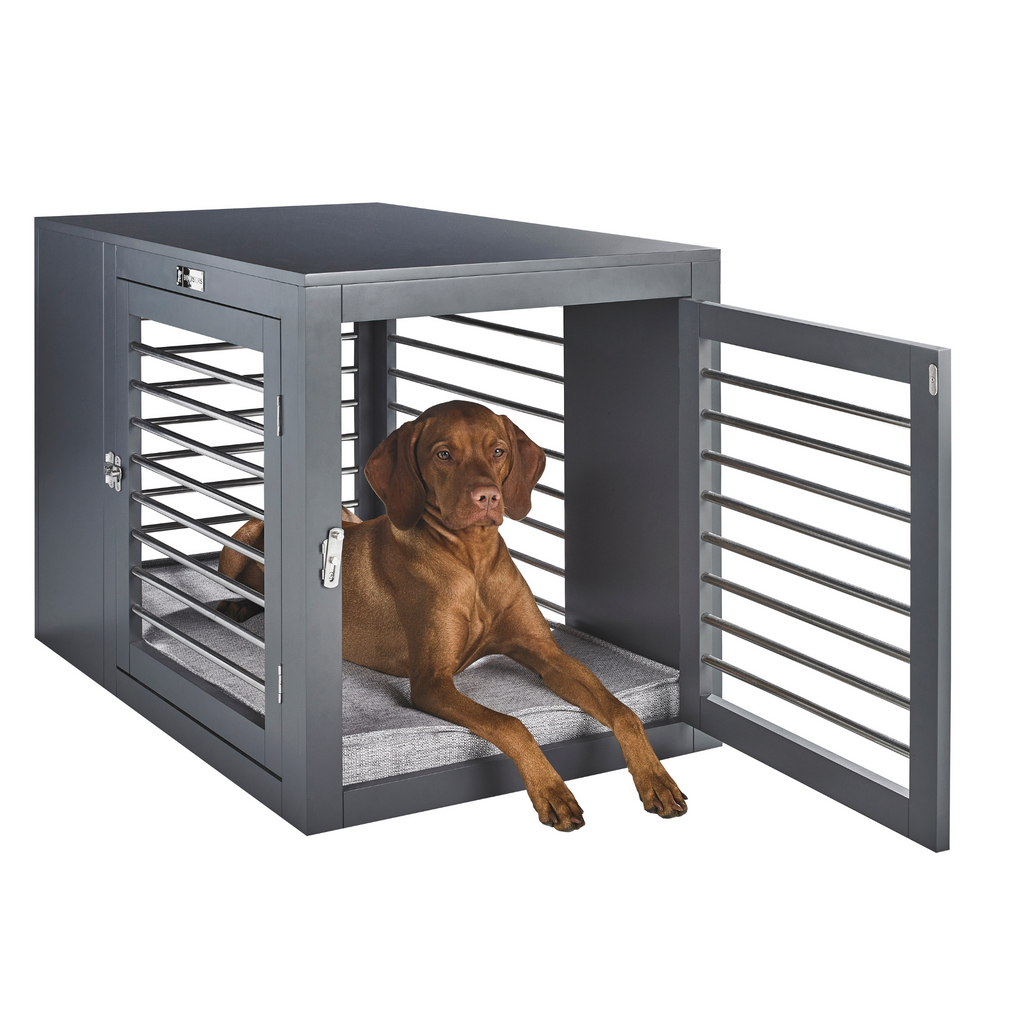 Moderno Dog Crate in Grey<br>(Direct Ship) Dog Beds BOWSER'S PET PRODUCTS   