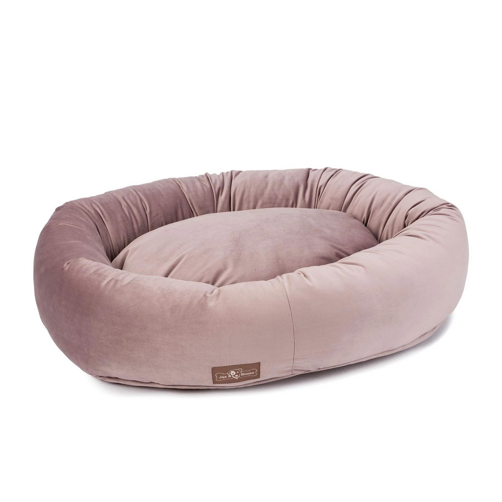 Donut Dog Bed in Vintage Velour (Direct-Ship)<br>(Made in the USA) HOME JAX & BONES Small Mauve 