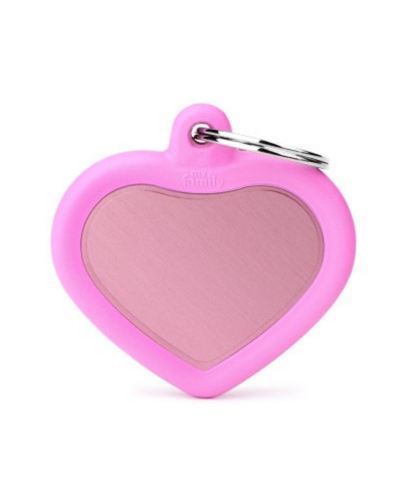 Hushtag Pink Aluminum Heart Custom Pet ID Tag Wear MY FAMILY   