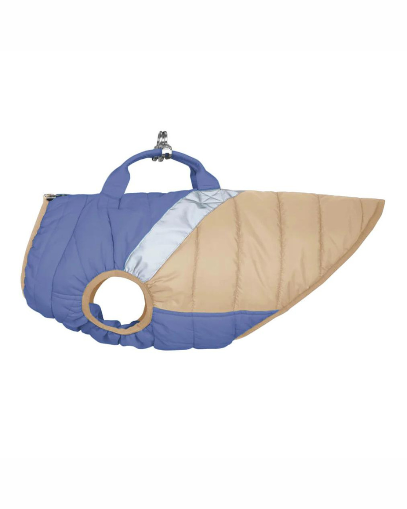 Mountaineer Waterproof Dog Harness Jacket in Tan & Moonstone Blue (FINAL SALE) Wear GOOBY   