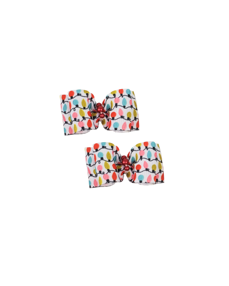 Holiday Lights Dog Hair Bow Set Wear CANINE CLIPS