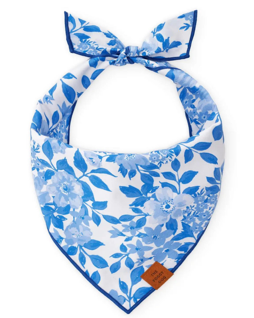 Blue Roses Spring Dog Bandana (Made in the USA) Wear THE FOGGY DOG   