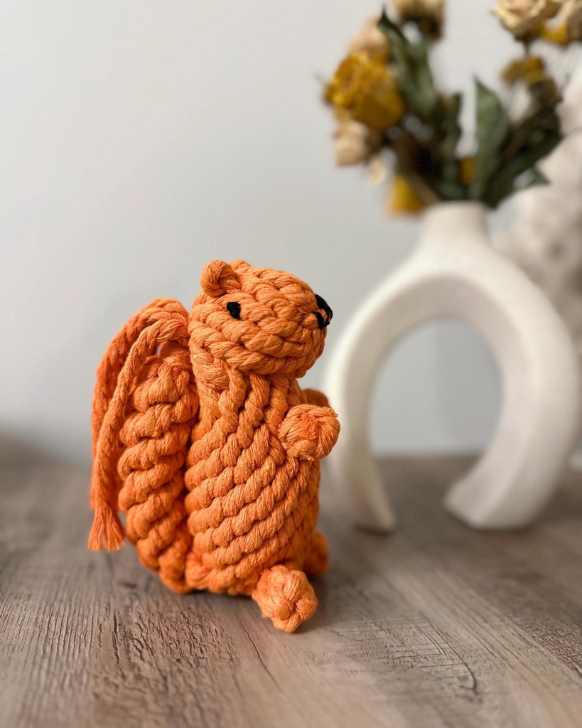 Handmade Eco-Friendly Oliver The Squirrel Rope Dog Toy Play KNOTTY PAWS   