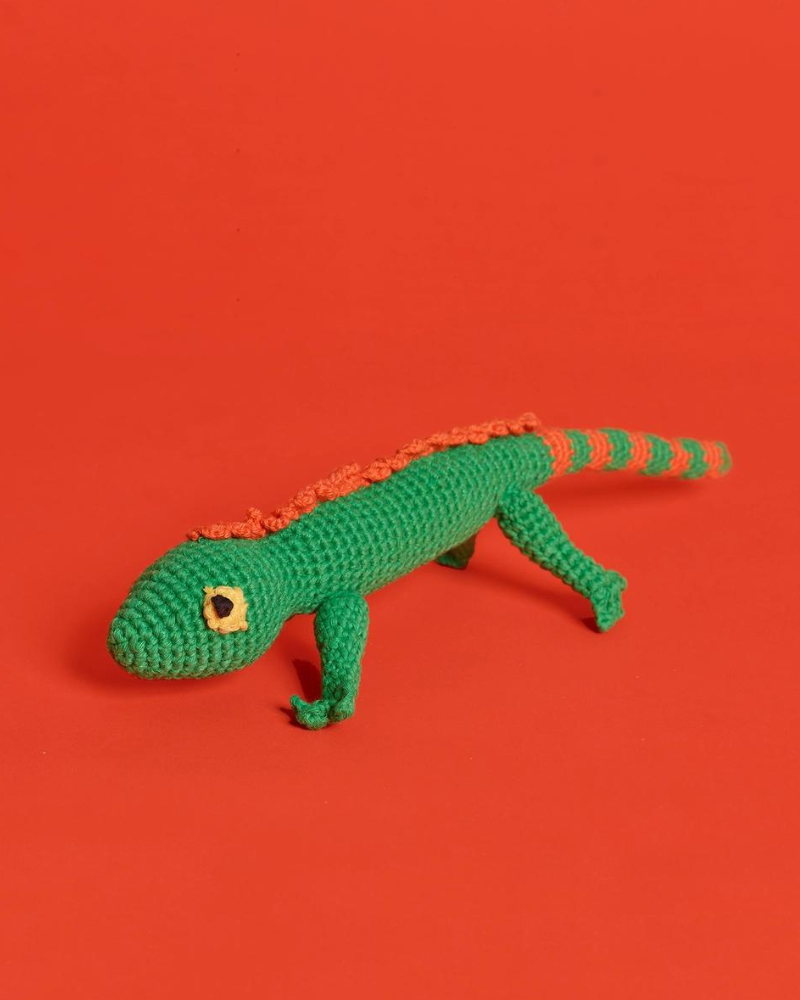 Hand Crochet Lizard Dog Toy Play WARE OF THE DOG   