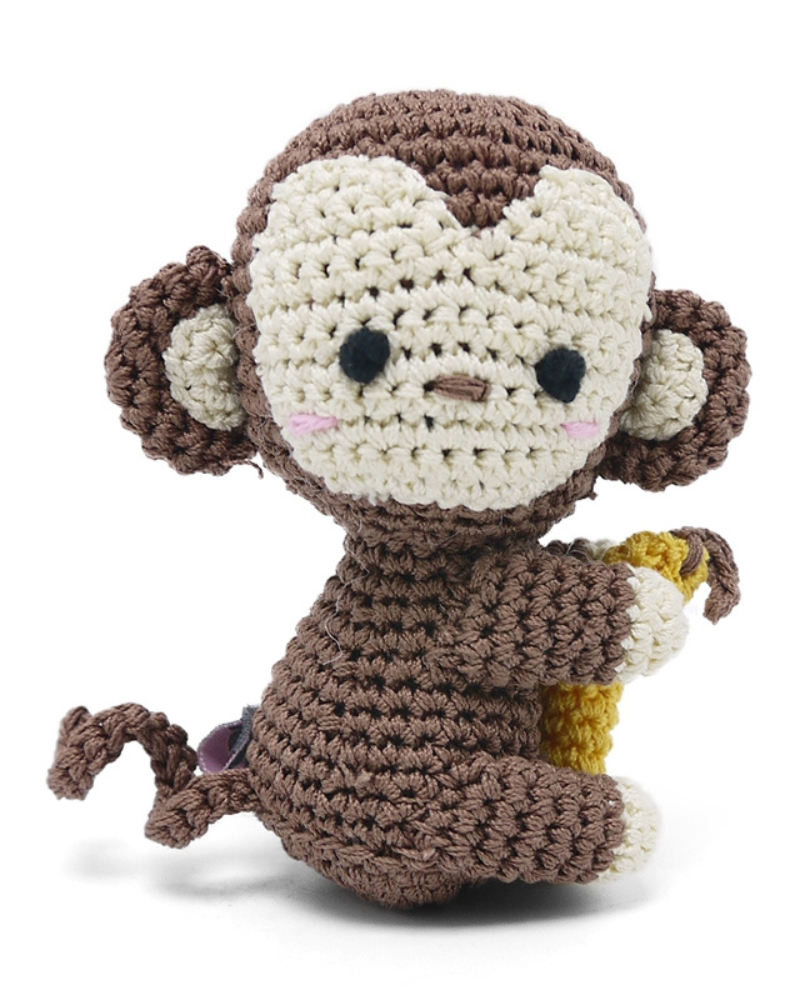 Monkey Squeaky Knit Dog Toy Play DOGO   