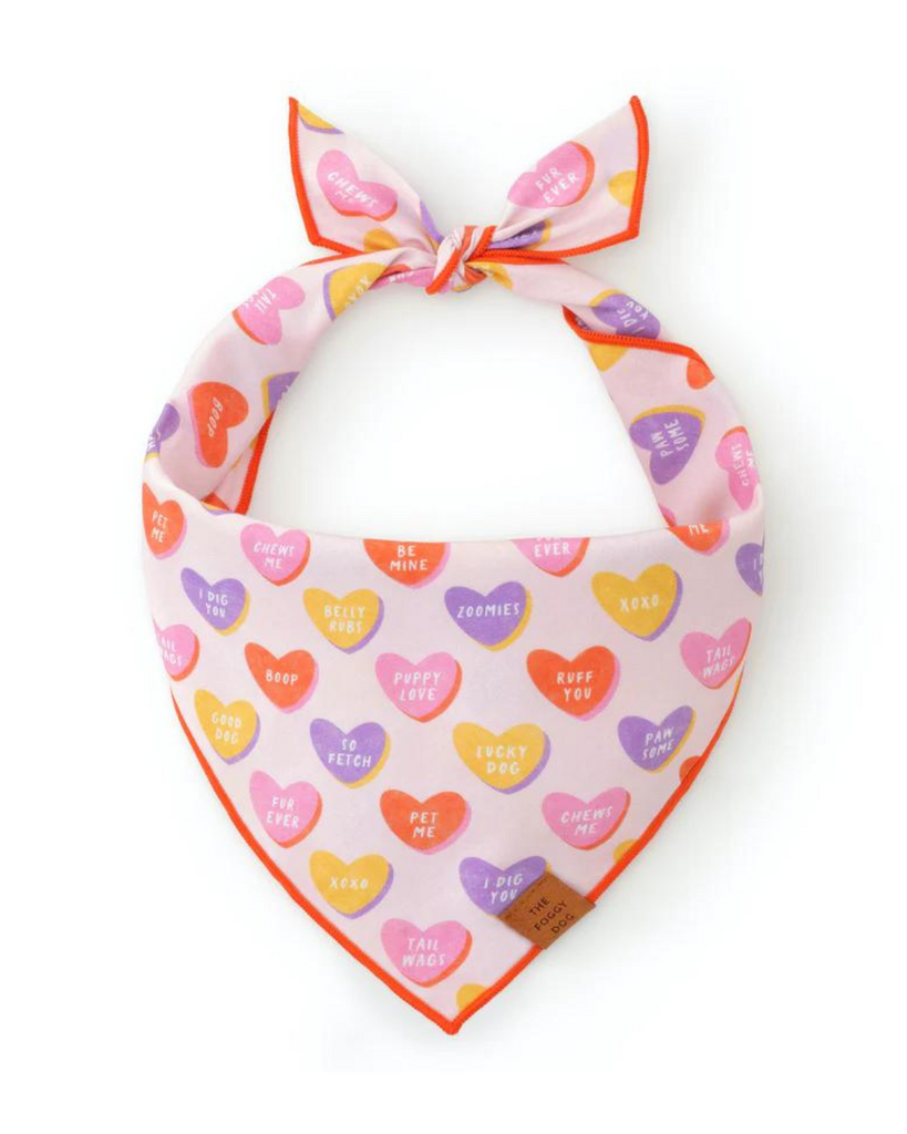 Candy Hearts Dog Bandana (Made in the USA) (FINAL SALE) Wear THE FOGGY DOG   