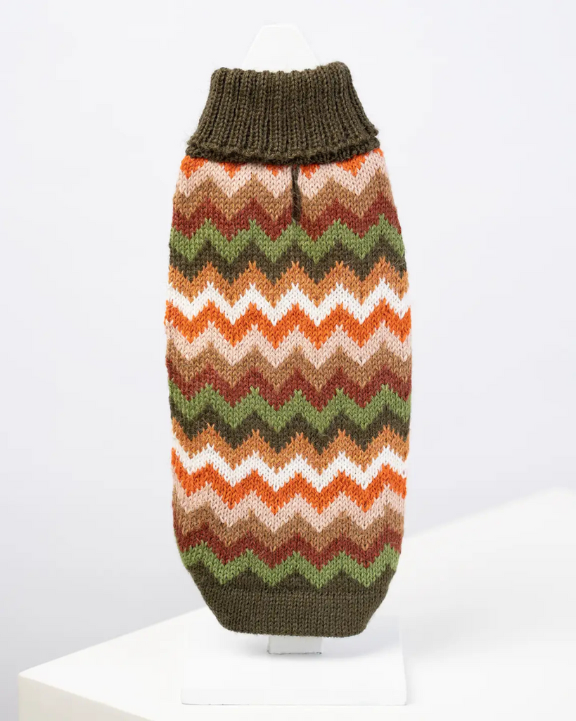 Forest Chevron Alpaca Knit Dog Sweater Wear ALQO WASI