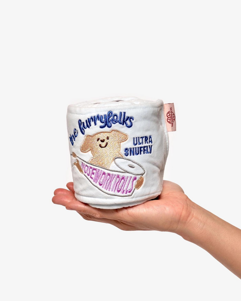 Plush toilet paper dog top toy