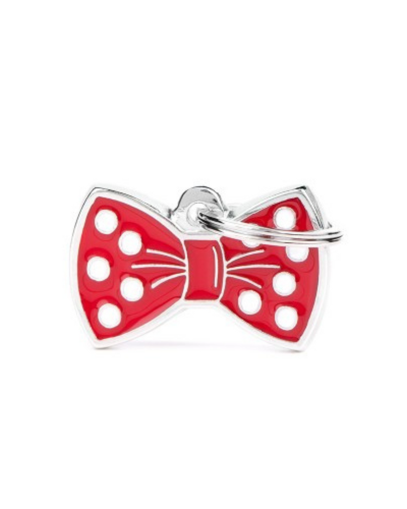 Red Bow Tie Custom Pet ID Tag Wear MY FAMILY   